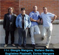 Comet Records staff: Giorgio Mangora, Stefano Bardo, Guglielmo Pizzinelli, and Enrico Mangora