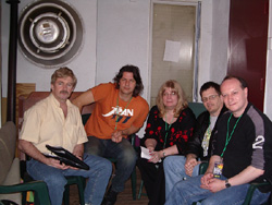 Jadis' Gary Chandler and Martin Orford with Duncan Glenday, April Bower and Greg Stafford of The Prog Palace