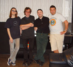 Porcupine Tree (l to r): Steven Wilson, Richard Barbieri, Colin Edwin with John 'BoBo' Bollenberg
