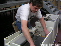 Fixing the mellotron (photo: Tom Karr)