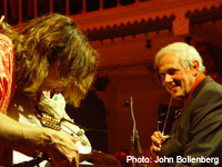 Steve Vai plays with his teeth! while Dick Bakker looks on (photo: © John Bollenberg)
